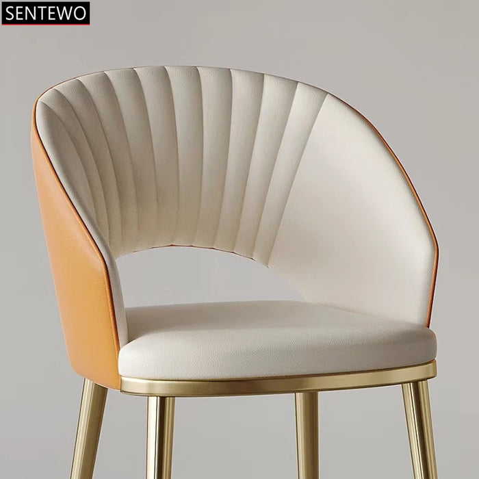 Design Golden Light Luxury Modern Dining Chair Metal Stainless Steel PU Backrest Chair Dining Room Furniture Household Chair