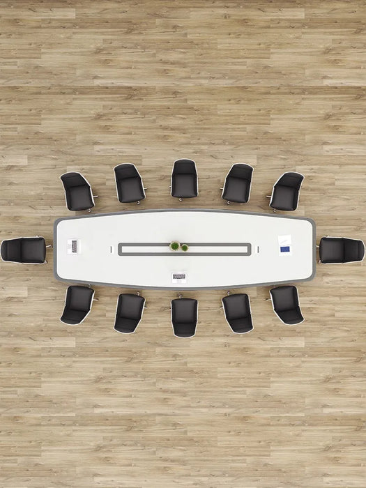 Painted white gray conference table, minimalist modern negotiation table, high-end grand reception table