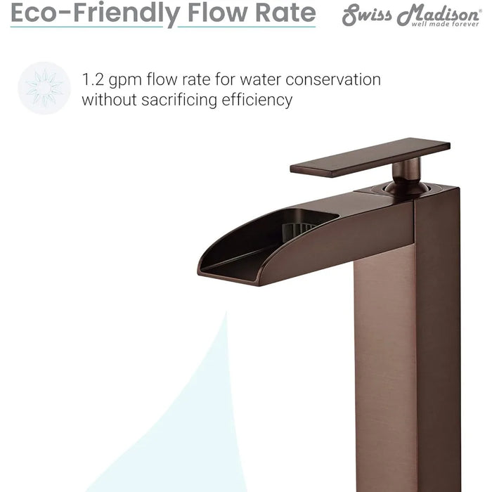 Single Hole, Single-Handle, High Arc Waterfall, Bathroom Faucet in Oil Rubbed Bronze
