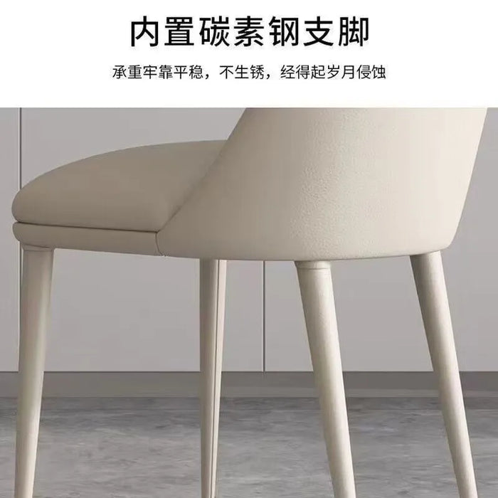 Italian light luxury leather dining chair restaurant home modern simple chair nordic minimalist designer white chair furniture