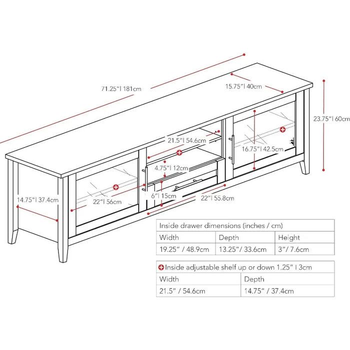 CorLiving Jackson TV Bench, 80", Black Wood Grain