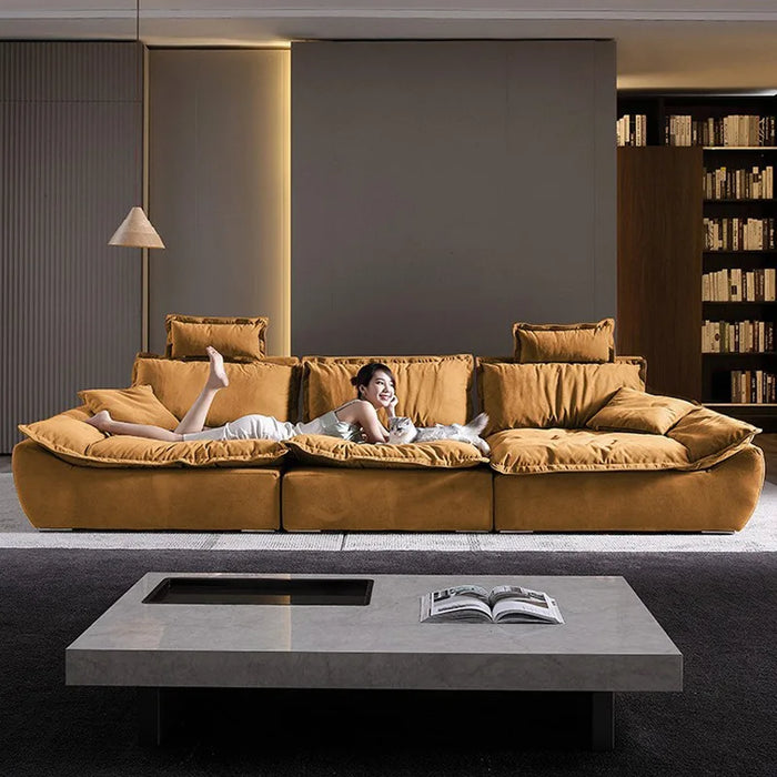 Simple and movable living room with adjustable high backrest, ultra deep seat width, cat scratch cloth, sailboat sofa