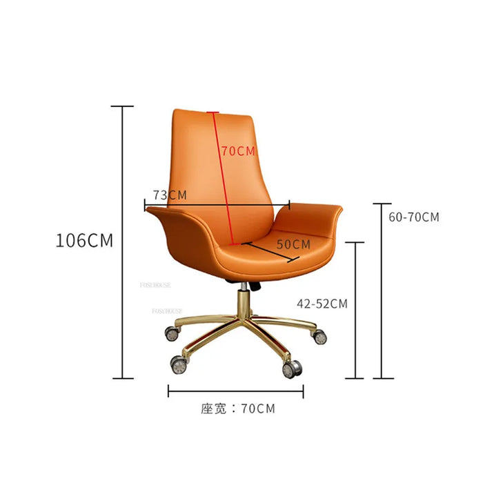 Italian Light Luxury Leather Office Chairs Modern Nordic Computer Chair Lift Swivel Chair Backrest Gaming Chair Office Furniture