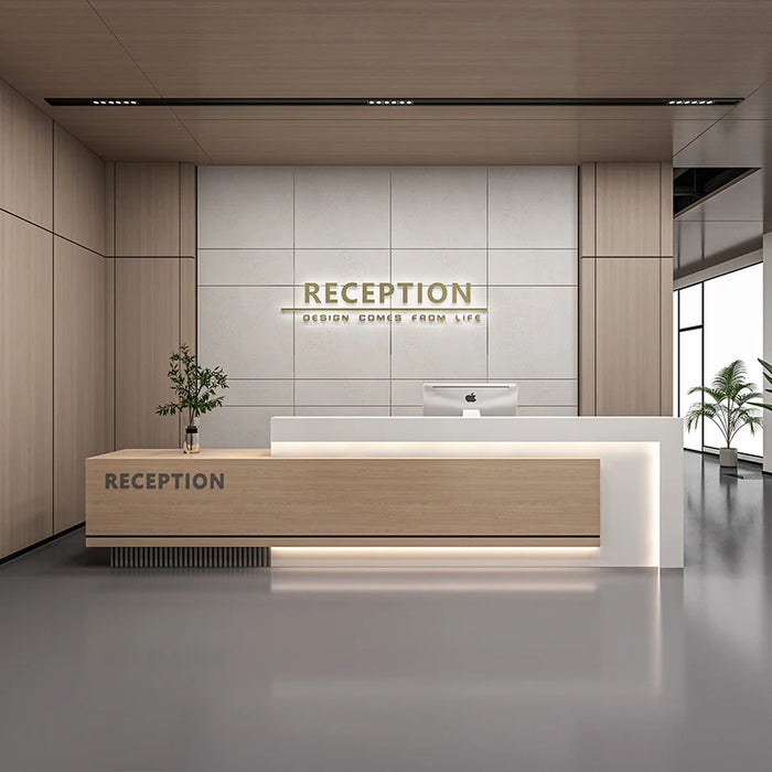 Simple Front Reception Desk Luxury Clinic Mobile Checkout Lighting Advisory Service Desk Hotel Comptoir De Caisse Furniture