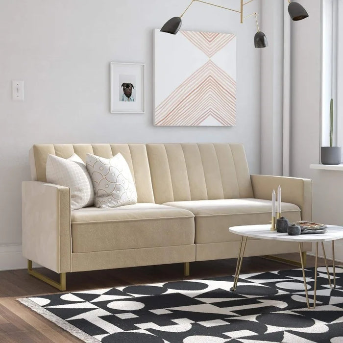 Skylar Coil Futon, Modern Sofa Bed and Couch, Loveseat For Living Room and Bedroom