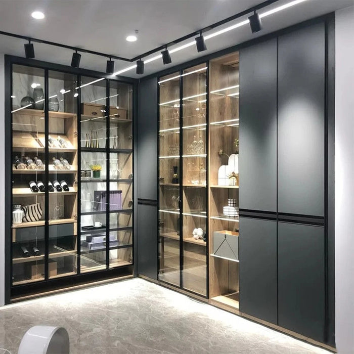 Customized Bedroom Furniture Wardrobe Glass Door Wooden Modern Closet
