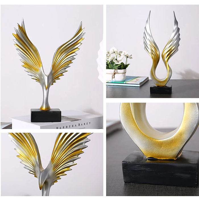 Ornaments Decoration Living Room Angel Wings Golden Dapeng Spreads Its Wings Figurines For Interior Home Feng Shui Art Statuette