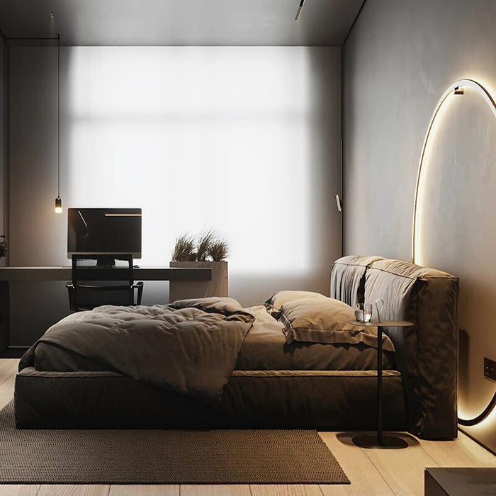 Italy Designer Bedroom Furniture Frosted Cloth Fabric Double Beds Modern Simple King/Queen Size Frame Bedroom Set Home Furniture