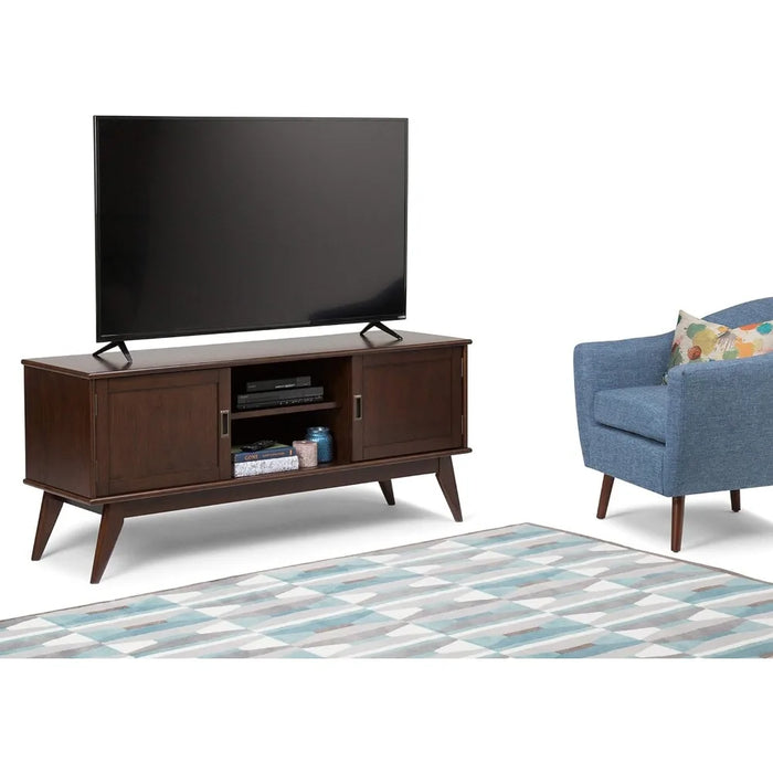 SIMPLIHOME Draper SOLID WOOD Universal TV Media Stand, 60 inch Wide,Industrial, Living Room Entertainment Center