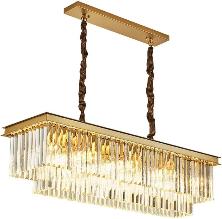 Chandeliers,Rectangular Crystal Chandelier for Kitchen,E14 Modern Rectangular Dulight,Hanging Light for Living Room Dining