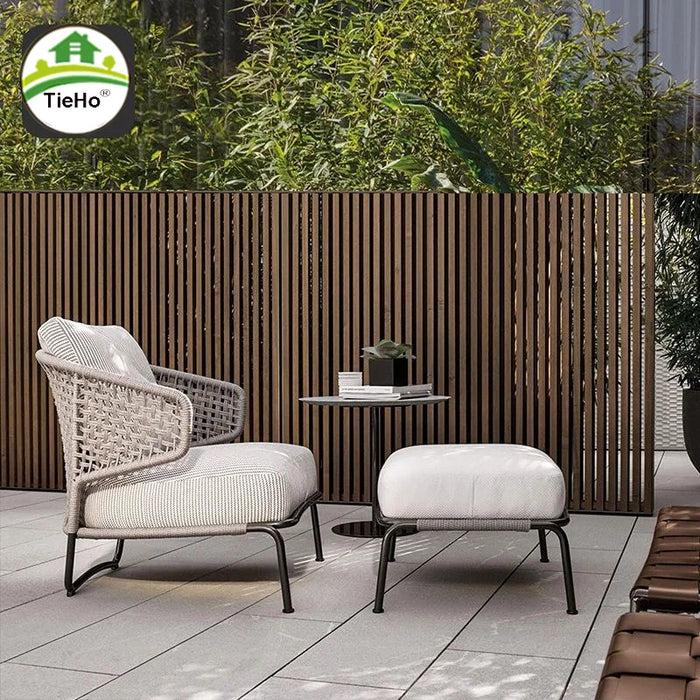 Outdoor All-aluminum Single Sofa Garden Balcony Rattan Leisure Sofa Modern Creative Waterproof Sofas Chair Outdoor Furniture