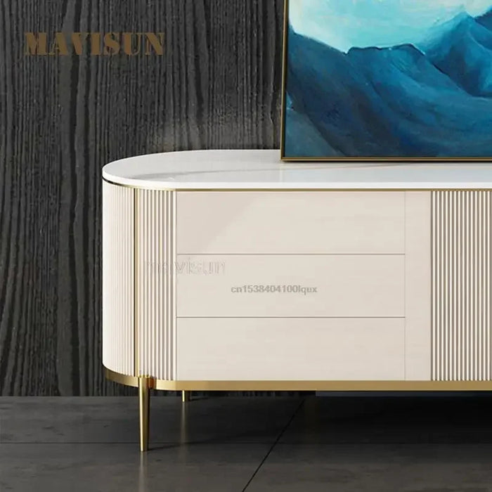 Italian Style Rock Board Light Luxury Coffee Table TV Cabinet Simple Modern Small Design Home Tv Stand Living Room Furniture