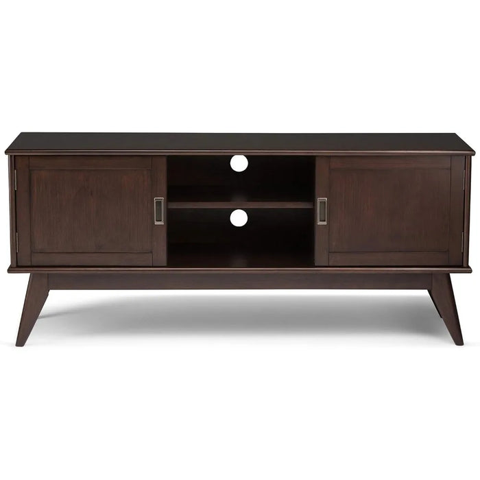 SIMPLIHOME Draper SOLID WOOD Universal TV Media Stand, 60 inch Wide,Industrial, Living Room Entertainment Center