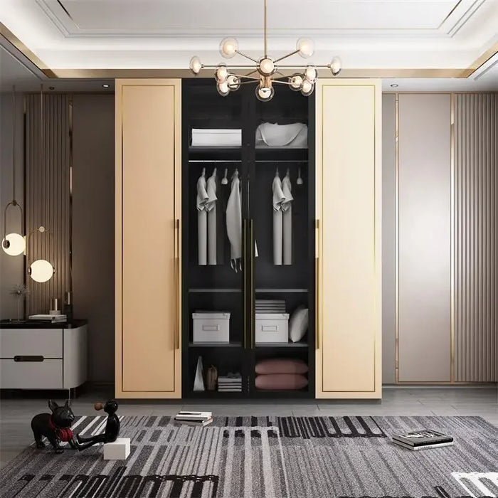 Simple wardrobe Northern Europe light luxury flat opposite door tempered glass large wardrobe Modern bedroom storage cloakroom c