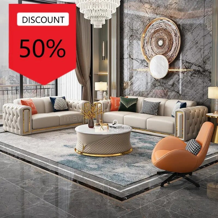 Italian Minimalist White Leather Sofa Luxury Living Room Sofa Large Sofas Set Small Apartment Chaise Lounge Home Furniture