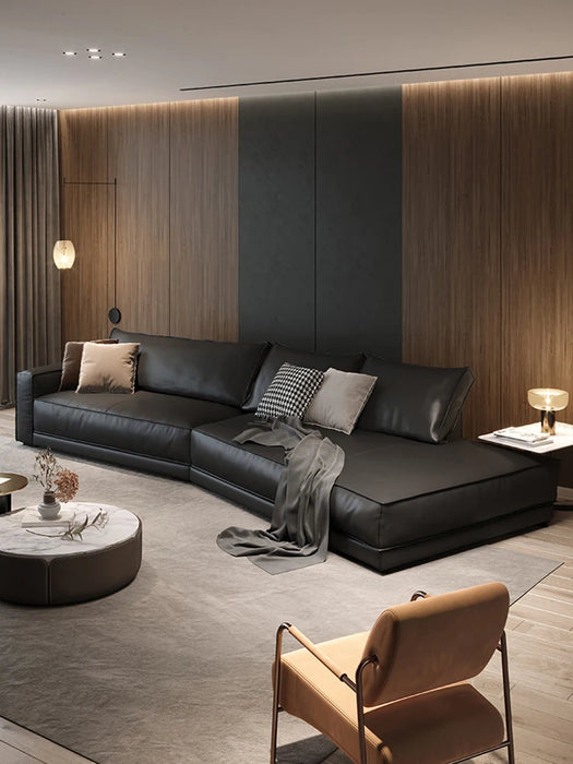 Italian light luxury special-shaped leather sofa modern simple corner arc living room small flat straight row sofa