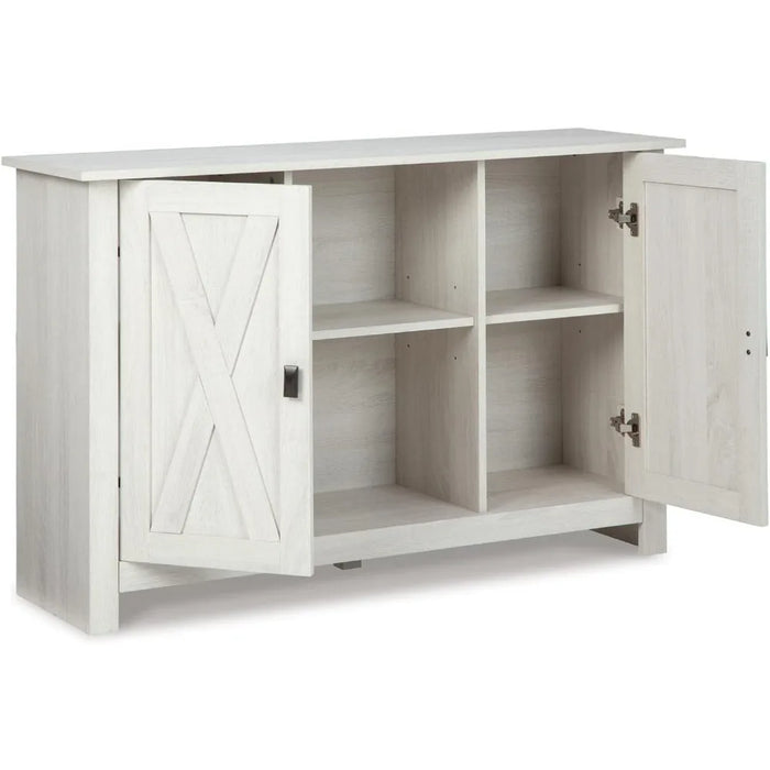 Signature Design by Ashley Turnley Farmhouse Accent Cabinet or TV Stand, Fits TVs up to 52", Whitewash