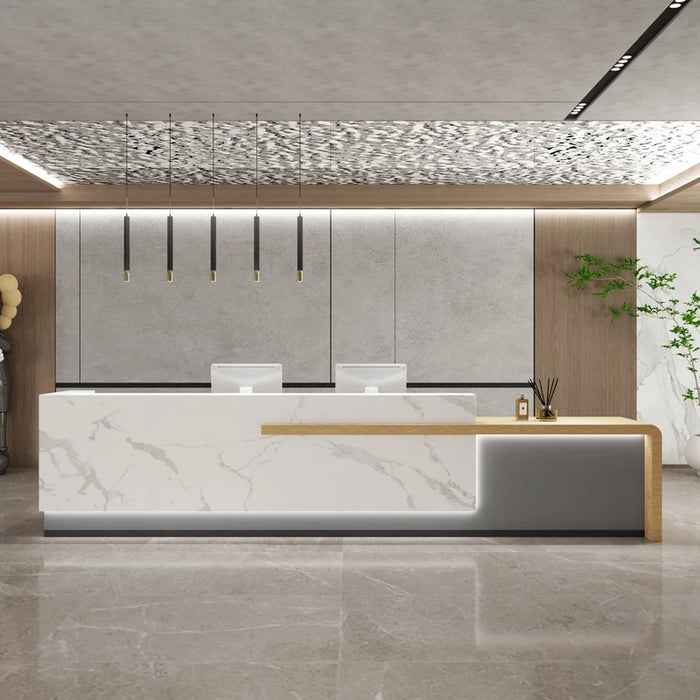 Corner Desktop Reception Desk Console Service Computer Modern Reception Desk Workbench Toonbank Receptie Office Furniture
