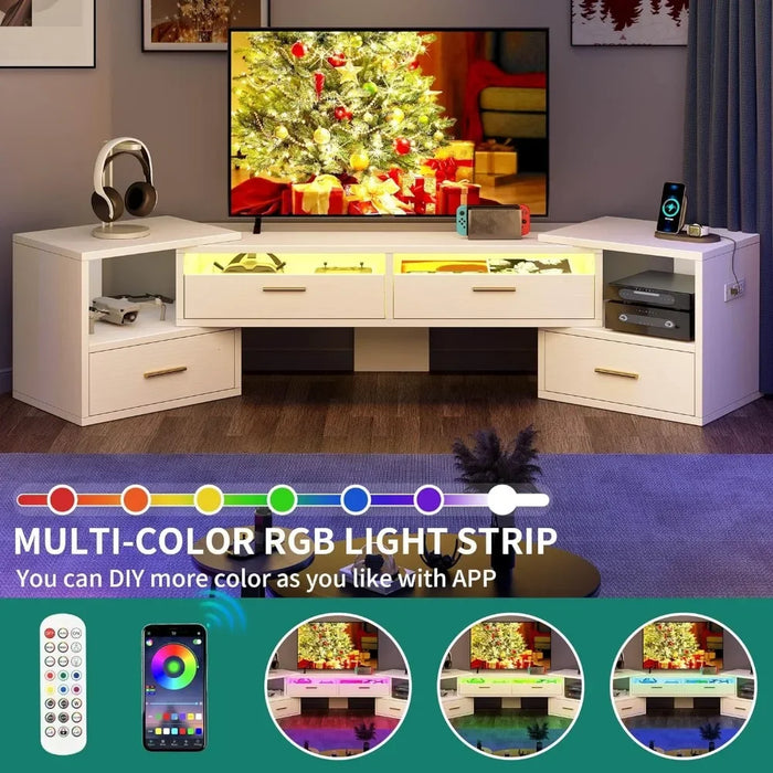 Deformable TV stand with power socket, modern DIY entertainment center,3 pieces of telescopic game TV cabinet in the living room