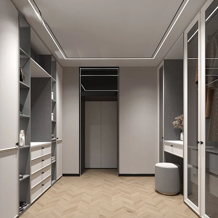 Customized household full house wardrobe with modern minimalist design, walk-in cloakroom