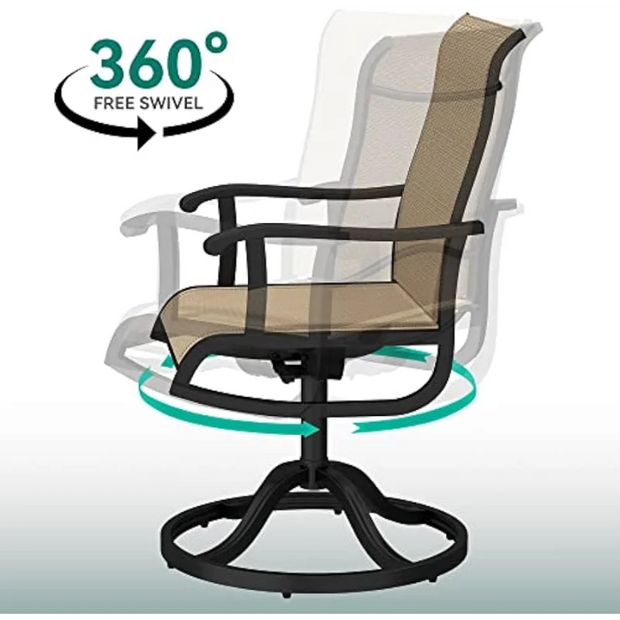 Patio Dining Set for 6, Outdoor Patio Dining Set Including 59" Rectangular Patio Dining Table and 6 Swivel Dining Chair