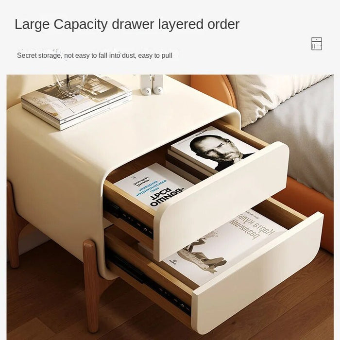 Simple Light Luxury Bedroom Solid Wood Bedside Cabinet Italian Storage House Quiet Wind Bedside Cabinet Modern