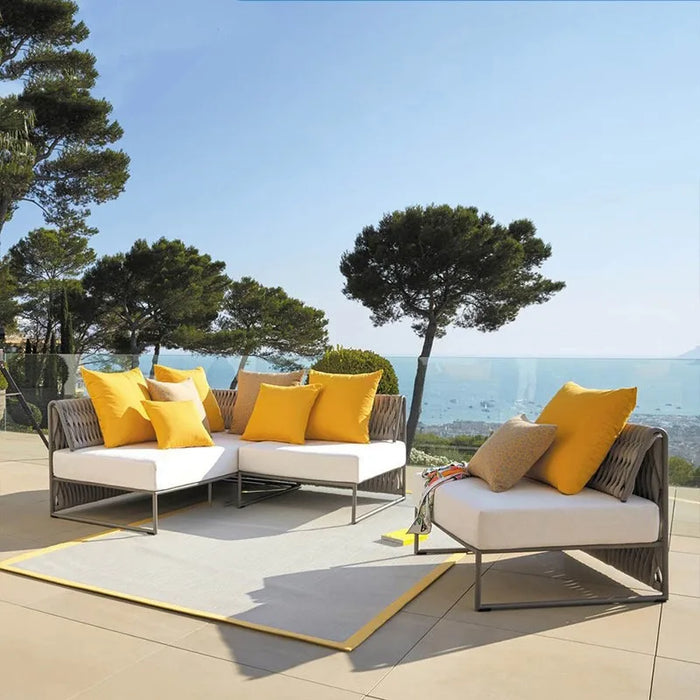 Outdoor Rattan Sofa Combination Villa Courtyard Living Room Hotel Modern Coffee Table Rattan Outdoor Furniture