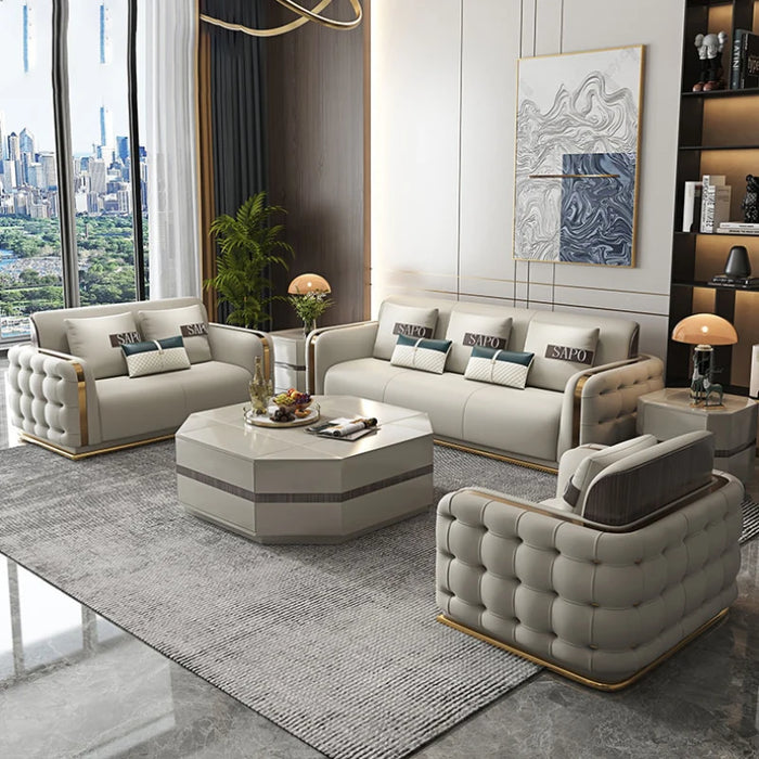Single person 2 seats Three people Four people tea table Corner table TV cabinet Italian luxury leather sofa villa large family