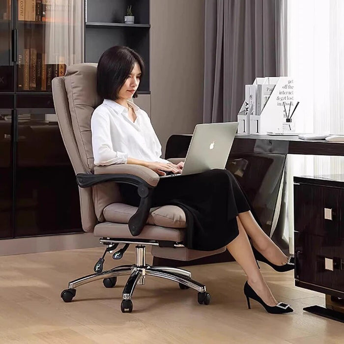 Design Leather Recliner Office Chair Ergonomic Nordic Executive Leisure Rotating Chair Relax Fashion Chaise De Bureau Furniture