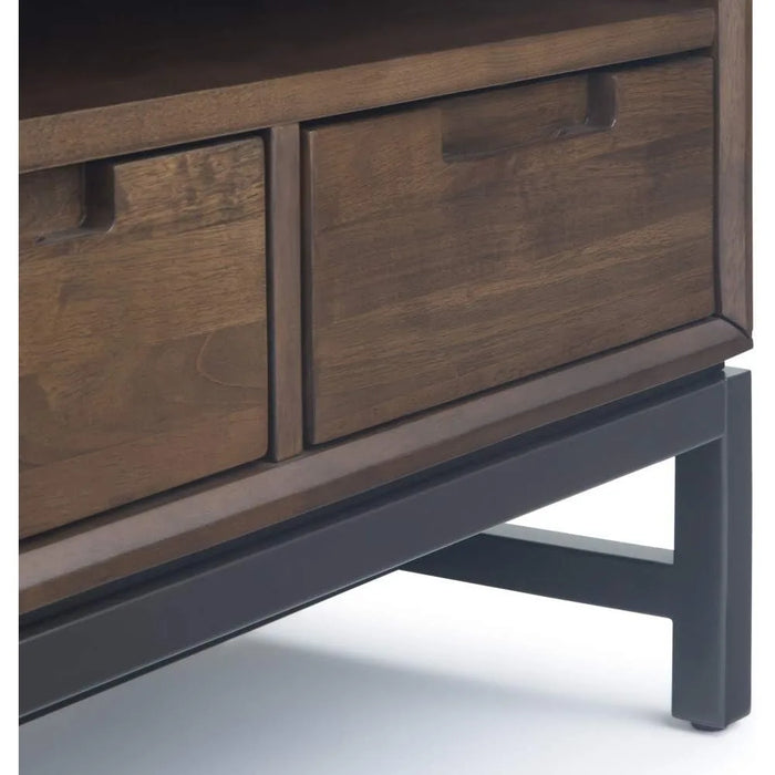 SIMPLIHOME Banting SOLID HARDWOOD 60 Inch Wide Industrial TV Media Stand in Walnut Brown for TVs up to 65 Inch