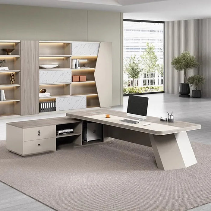 Corner Long Office Desk European Modern Luxury Legs Shelf Computer Desks Organizers Storage Mesa De Escritorio Modern Furniture