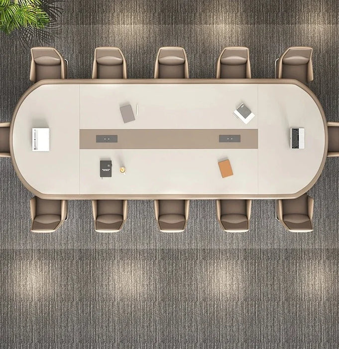 Painted Conference Table, Long Table, Modern and Minimalist Conference Room, Conference Table, Strip Negotiation Table and Chair