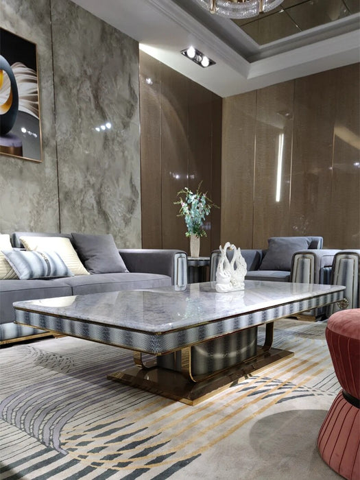 Italian light luxury matte leather sofa combination postmodern villa mansion large living room full set of furniture