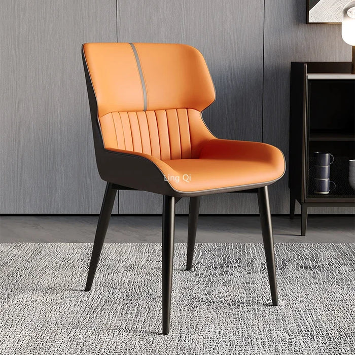 Orange Modern Luxury Dining Chairs Metal Bedroom Garden Nail Leather Chair Desk Balcony Sillas De Comedor Living Room Furniture