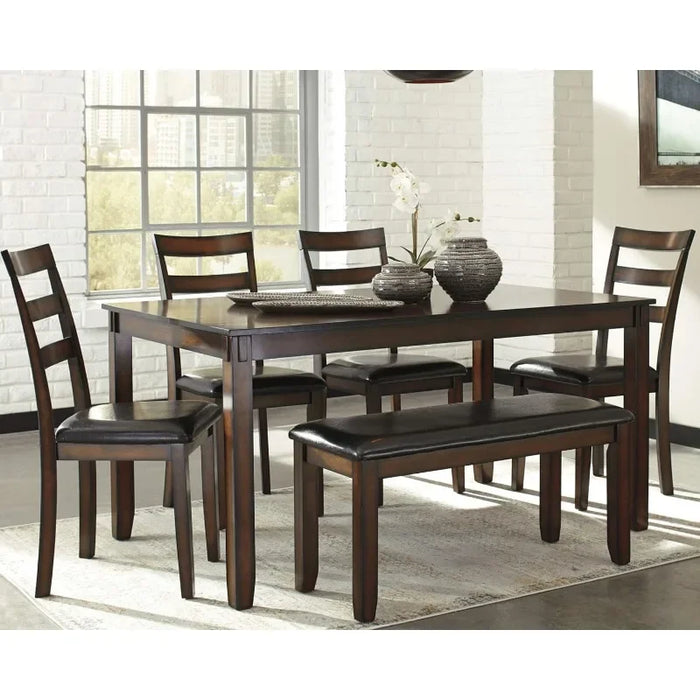 Signature Design by Ashley Bennox Dining Room Set, Includes Table, 4 18" Chairs & Bench, Brown