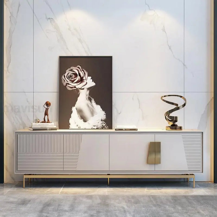 Italian Design Luxury Television Table Large Villa Living Room Furniture Fashion Floor Cabinet Minimalist White Chest Of Drawers