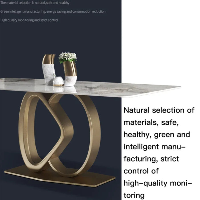 Italian Light Luxury Bright Slate Dining Table High-end Restaurant Console Large Flat Floor Creative Marble Rectangular Table