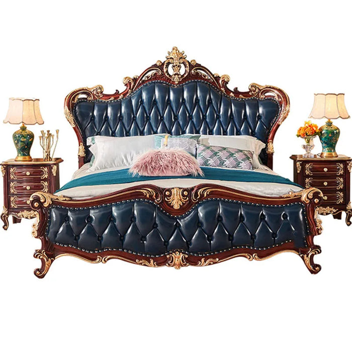Nordic Aesthetic Double Bed Queen Size Cheap Cute Salon Luxury King Double Bed Modern Wood Leather Camas Matrimonial Furniture