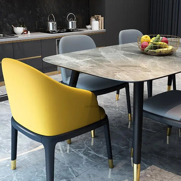Italian Style Luxury Dining Room Sets Minimalist Furniture Kitchen Modern Creative Rectangular Marble Dining Table And Chairs