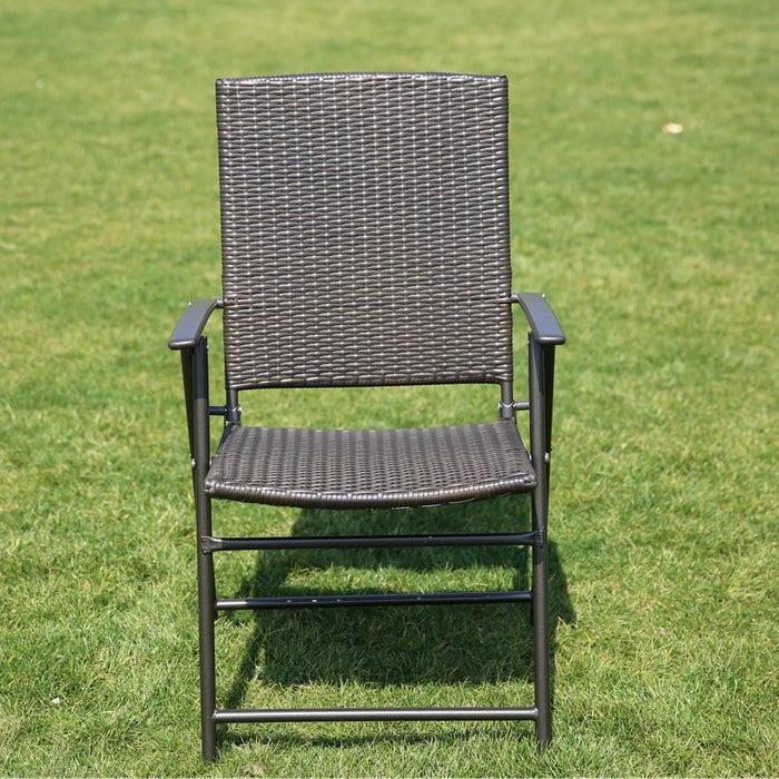 Outdoor Terrace Leisure Folding Rattan Iron Table and Chair Garden Balcony Leisure Furniture Combination Set Sun Umbrella Sets