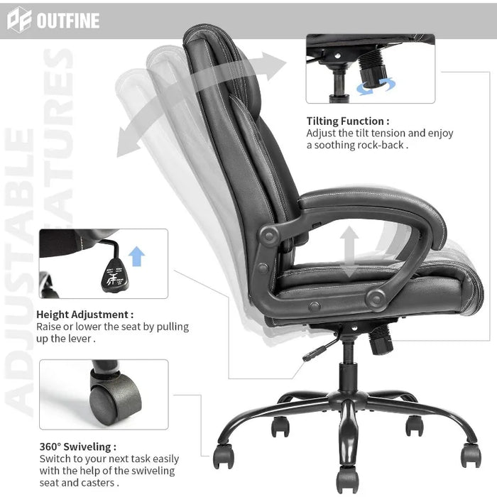 OUTFINE Office Chair Executive Office Chair Desk Chair Computer with Ergonomic Support Tilting Function Upholstered