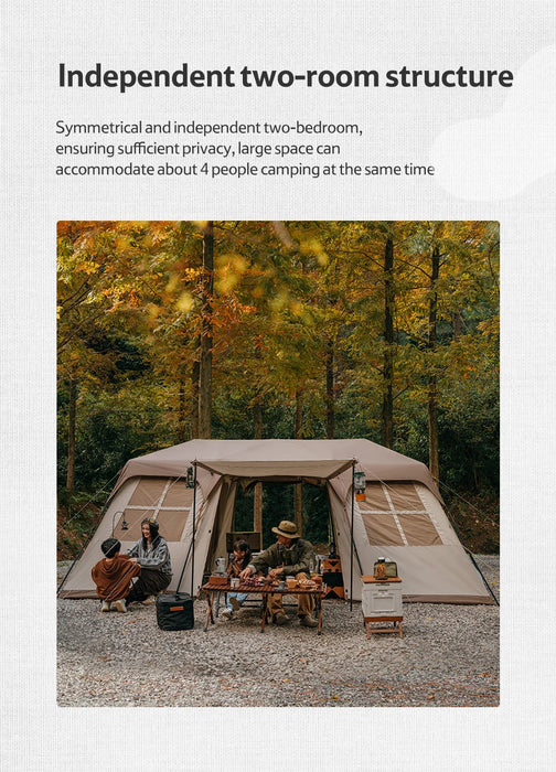 Outdoor Luxury Camping Tent 6-8 Person 2 Rooms 1 Hall Large Space Automatic Tent  210d Oxford Cloth Portable Waterproof Tent