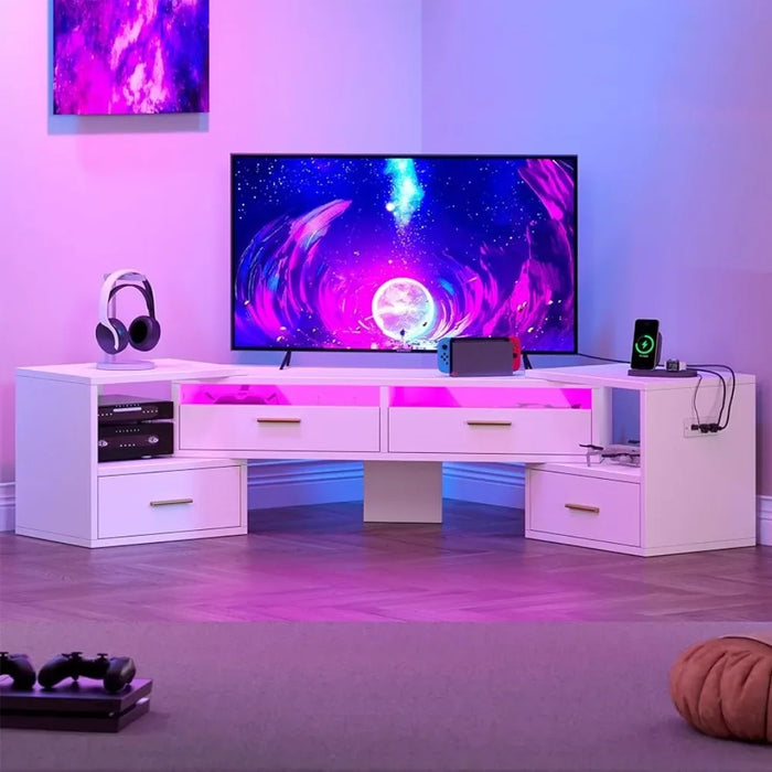 Deformable TV stand with power socket, modern DIY entertainment center,3 pieces of telescopic game TV cabinet in the living room