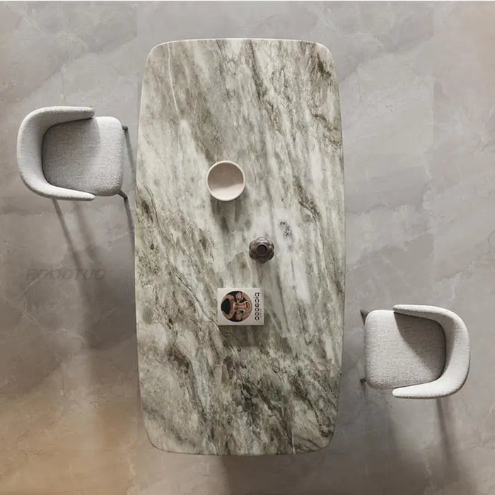 Crystal Marble Stone Dining Table High-End Rectangle Minimalist Villa Marble Restaurant Dining Table Home Furniture