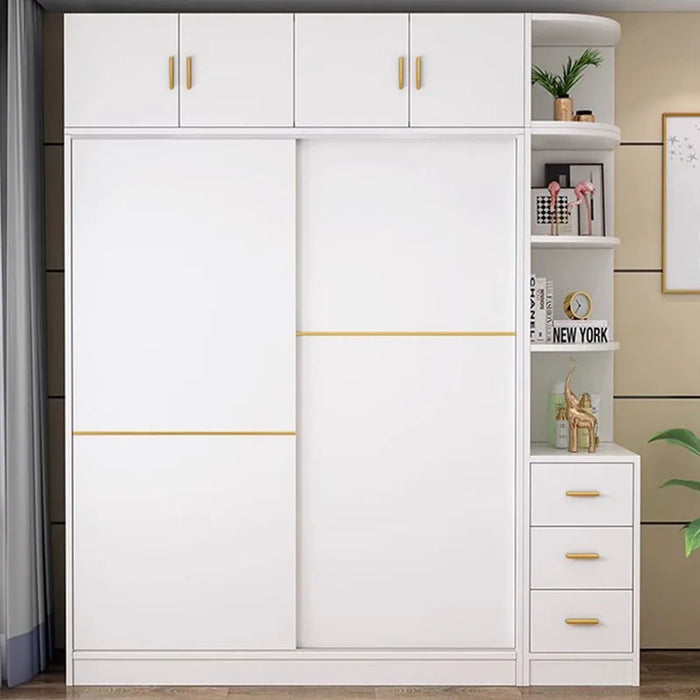 Shelf Adjustable Wardrobe White Nordic Apartment Wooden Wardrobe Storage Portable Roperos Para La Habitacion Home Furniture