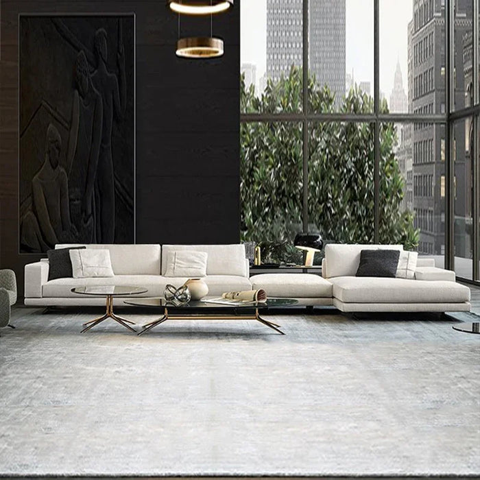 Italian Minimalist Living Room Modern Simple and Light Luxury Corner Cotton Linen Fabric Sofa