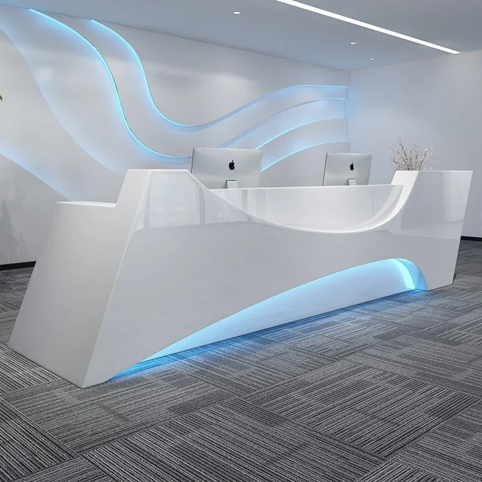 Simple Desk at the Front Desk Special-Shaped Reception White Welcome Desk Lobby Bar