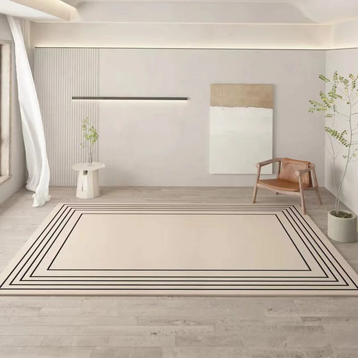 Irregular Cream Color Living Room Bedroom Anti-Dirt Anti-Slip Imitation Cashmere Carpet