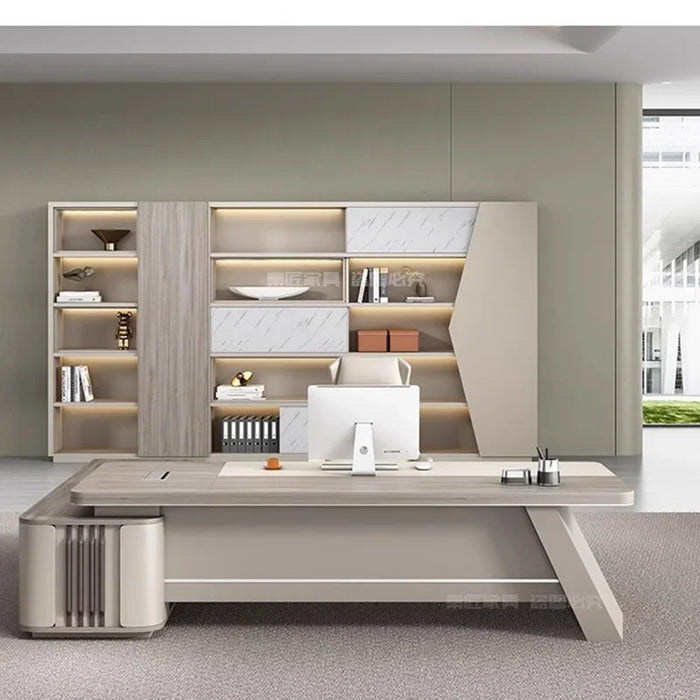 Corner Long Office Desk European Modern Luxury Legs Shelf Computer Desks Organizers Storage Mesa De Escritorio Modern Furniture