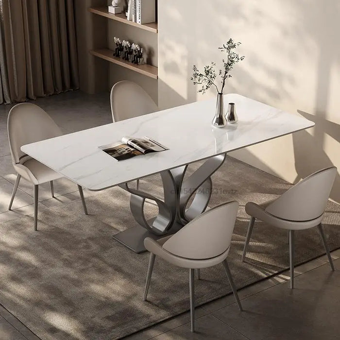Italian Minimalist Bright Slate Dining Table Light Luxury Kitchen Furniture High-end Villa Restaurant Designer Dining Table Set
